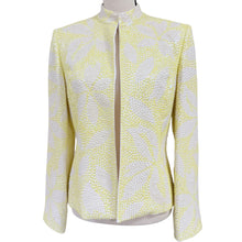 Load image into Gallery viewer, Albert Nipon Sequined Beaded Evening Jacket Size 6 Yellow White Floral Party Cocktail