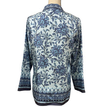 Load image into Gallery viewer, Blue 100% Silk Floral Tunic Top Size XS