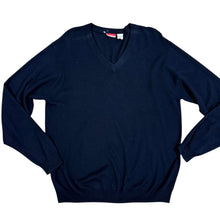 Load image into Gallery viewer, VTG Polo by Ralph Lauren Navy V-Neck Sweater Silk Wool Blend Size Large