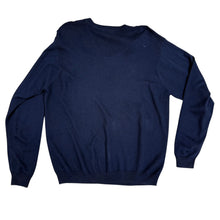 Load image into Gallery viewer, VTG Navy Blue V-Neck Sweater Silk & Wool Blend Size Large