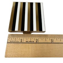 Load image into Gallery viewer, 1950s Black White & Gold Enamel Striped Powder Compact