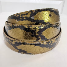 Load image into Gallery viewer, Vintage Snake Head Buckle on Genuine Snakeskin Leather Belt Size 38