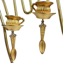 Load image into Gallery viewer, Vintage Stewart Lucas New York Gold Teacup & Spoon Dangle Earrings