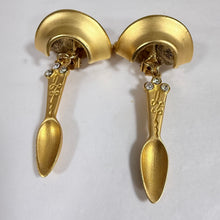 Load image into Gallery viewer, Vintage Stewart Lucas New York Gold Teacup & Spoon Dangle Earrings