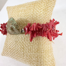 Load image into Gallery viewer, VTG Red Coral & Turquoise Chunk Stretch Bracelet