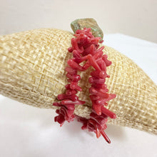 Load image into Gallery viewer, VTG Red Coral & Turquoise Chunk Stretch Bracelet