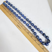 Load image into Gallery viewer, Mid Century Cobalt Blue Cloisonne Enamel Bead Strand Necklace Filigree Clasp