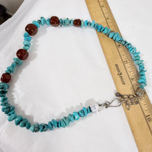 Load image into Gallery viewer, Sterling Silver 925 Chunky Turquoise & Amber Resin Statement Bead Necklace