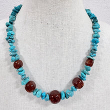 Load image into Gallery viewer, Sterling Silver 925 Chunky Turquoise & Amber Resin Statement Bead Necklace
