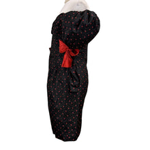 Load image into Gallery viewer, Vintage 80s Isabelle Allard Paris Puff Sleeve Silk Cocktail Dress Black Red Bows Medium