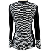Load image into Gallery viewer, VTG 90s Geometric Long Sleeve Black & White Top Size Small P