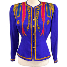 Load image into Gallery viewer, Vintage 90s Purple Silk Baroque Blazer Jacket Size 6P