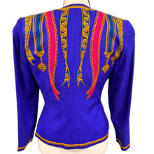 Load image into Gallery viewer, Vintage 90s Purple Silk Baroque Blazer Jacket Size 6P