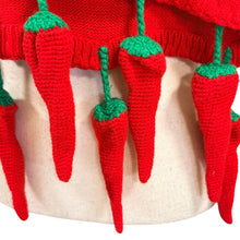 Load image into Gallery viewer, 90s Michael Simon Red Chili Pepper Knit Sweater w Charm Hem One Size Fits All