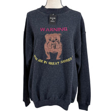 Load image into Gallery viewer, Vintage Bulldog Charcoal Knit Crewneck Sweater Size Medium Wool Blend