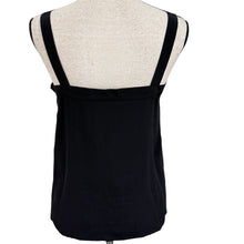 Load image into Gallery viewer, 90s Black Square Neck Silk Tank Top Cami Blouse with V-Cutout Detail Size Medium