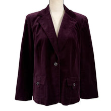 Load image into Gallery viewer, Plum Velvet Blazer Jacket Size Large