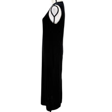 Load image into Gallery viewer, 90s Long Black Velvet Sheath Dress Size 12