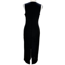 Load image into Gallery viewer, 90s Long Black Velvet Sheath Dress Size 12