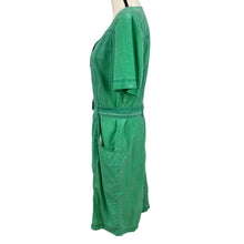 Load image into Gallery viewer, Vintage 80s Betty Barclay 100% Cotton Shirt Dress in Kelly Green Size Large