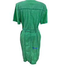 Load image into Gallery viewer, Vintage 80s Betty Barclay 100% Cotton Shirt Dress in Kelly Green Size Large