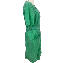 Load image into Gallery viewer, Vintage 80s Betty Barclay 100% Cotton Shirt Dress in Kelly Green Size Large