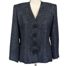 Load image into Gallery viewer, Vintage Black Metallic Brocade Skirt Suit Size Medium 8/10