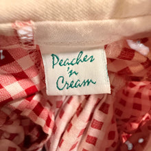 Load image into Gallery viewer, 80s Peaches n Cream Red Gingham Crayon Heart Button Back to School Toddler Dress