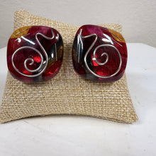 Load image into Gallery viewer, Vintage Red Geometric Stud Earrings
