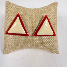 Load image into Gallery viewer, Vintage Red & Cream Geometric Earrings