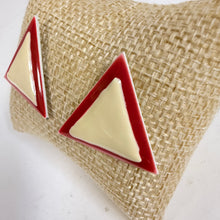 Load image into Gallery viewer, Vintage Red & Cream Geometric Earrings