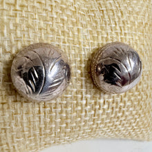Load image into Gallery viewer, Vintage 925 Sterling Button Domed Scroll Earrings