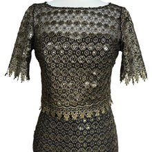 Load image into Gallery viewer, Badgley Mischka Bronze Lace Sequin Sheath Dress NWT Size 6 SC1542 Cocktail Party