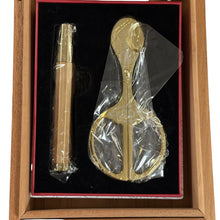 Load image into Gallery viewer, Premium Cigar Humidor Box with Accessories – Cuban Crafters Cedar Humidor, Gold Cutter & Lighter Set