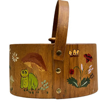 Load image into Gallery viewer, 1970s Bentwood Box with Handle Handpainted Mushroom Garden