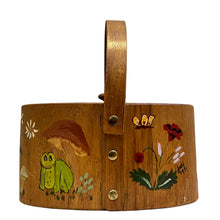Load image into Gallery viewer, 1970s Bentwood Box with Handle Handpainted Mushroom Garden