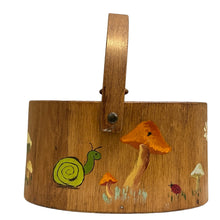 Load image into Gallery viewer, 1970s Bentwood Box with Handle Handpainted Mushroom Garden