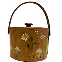 Load image into Gallery viewer, 1970s Bentwood Box with Handle Handpainted Mushroom Garden