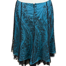 Load image into Gallery viewer, Adriana Papell Turquoise Black Tulle Lace Skirt Size 10