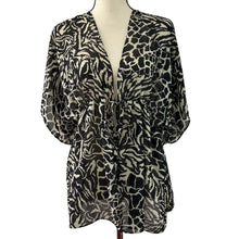 Load image into Gallery viewer, Bisou Bisou Beach Cover Up Leopard Print Mid Length Robe Size Large