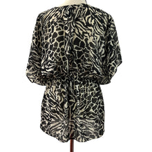 Load image into Gallery viewer, Bisou Bisou Beach Cover Up Leopard Print Mid Length Robe Size Large
