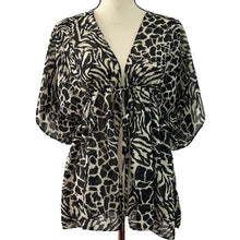 Load image into Gallery viewer, Bisou Bisou Beach Cover Up Leopard Print Mid Length Robe Size Large