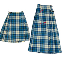 Load image into Gallery viewer, Pure Wool Kilt Set with Turquoise Blue Plaid Size S/M