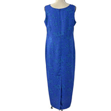 Load image into Gallery viewer, Leslie Faye Dresses Petite Blue Floral Sleeveless Dress Size 12P