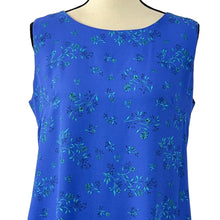 Load image into Gallery viewer, Leslie Faye Dresses Petite Blue Floral Sleeveless Dress Size 12P