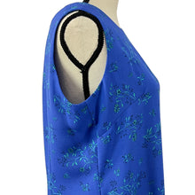Load image into Gallery viewer, Leslie Faye Dresses Petite Blue Floral Sleeveless Dress Size 12P