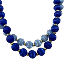 Load image into Gallery viewer, 1960s Blue Silk Thread Wrapped Bead Necklace Set