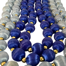 Load image into Gallery viewer, 1960s Blue Silk Thread Wrapped Bead Necklace Set