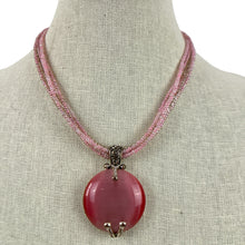 Load image into Gallery viewer, Vintage Primer Designs Pink Cats Eye Necklace 22"