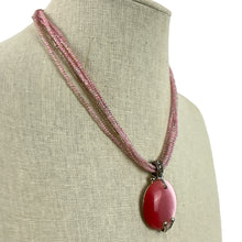 Load image into Gallery viewer, Vintage Primer Designs Pink Cats Eye Necklace 10"